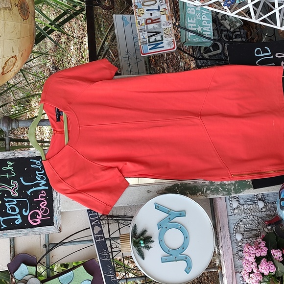 Sharagano Orange shift dress with side zipper … - Picture 1 of 7